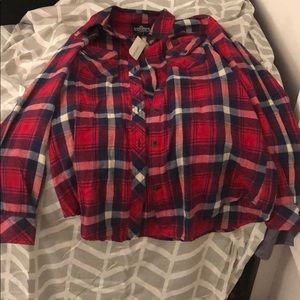 NWT Francesca’s plaid button down shirt!
